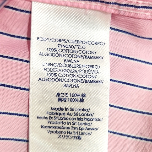 CHAPS MENS  SHIRT LONG SLEEVES PINK WITH BLUE STRIPES SIZE 2X NO IRON - Picture 6 of 9